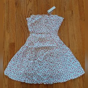Olivaceous Liberty Floral Strapless Shirred Baby Doll Ruffle Mini Dress Medium